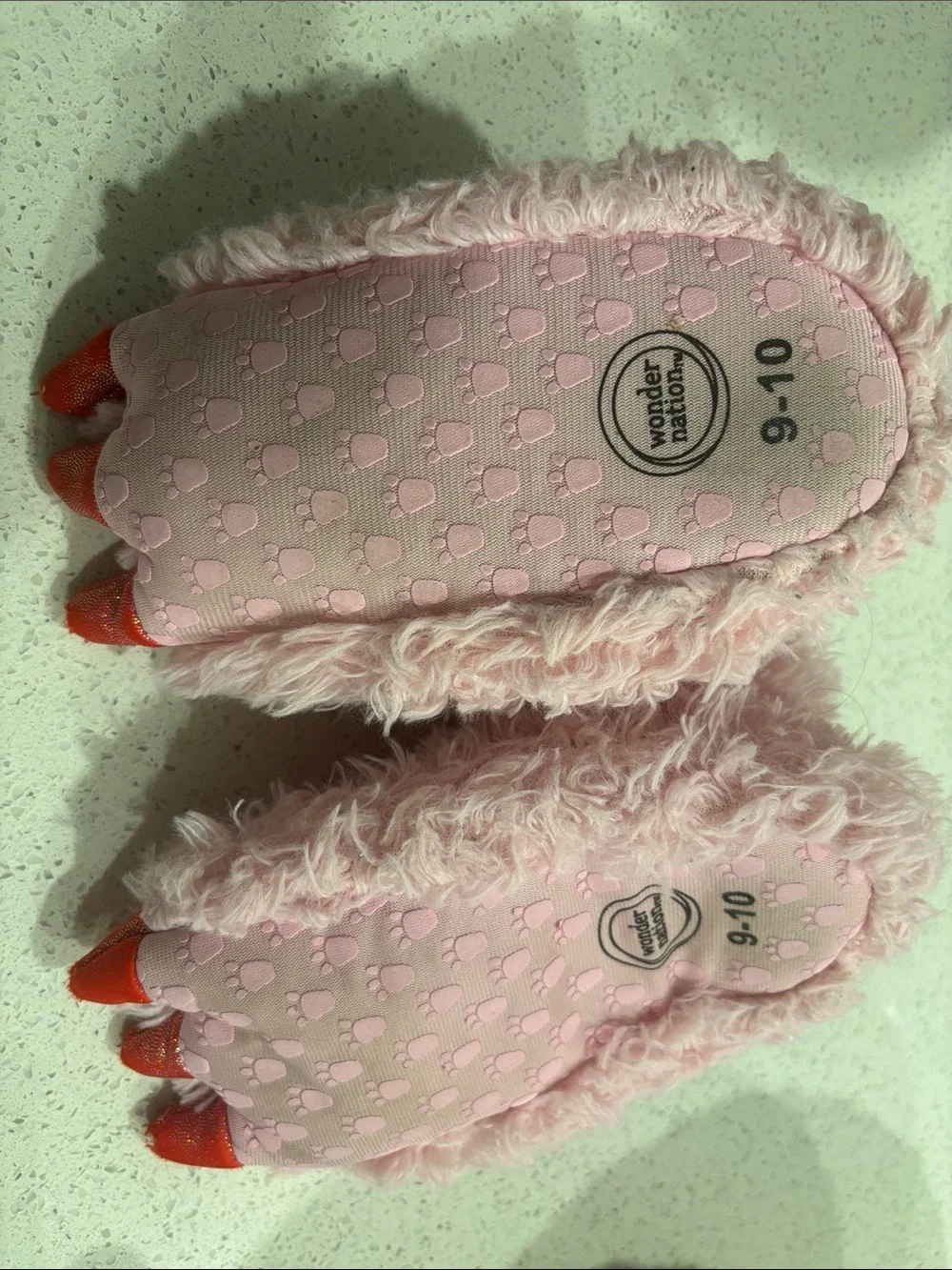 Plush Pink Fuzzy Monster Slipper Boots with Red Claws